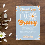 Retro Two Groovy Boys 2. Dankeskarte<br><div class="desc">Dankeschön im Stil mit diesen trendigen 2. Geburtstag Dankeschön Karten. Die Vorlagenformulierung ist einfach zu personalisieren und Ihre Familie und Freunde werden begeistert sein,  wenn sie diese fantastischen Dankesworte erhalten.</div>