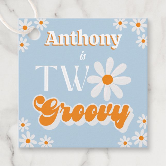 Retro Two Groovy Boys 2. Geschenkanhänger (Vorderseite)