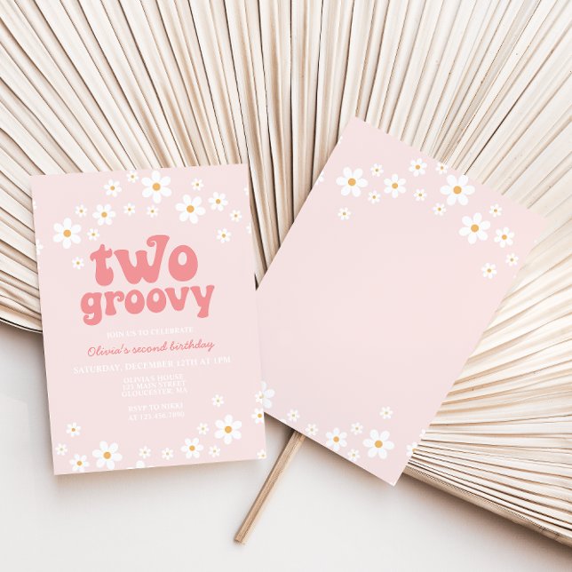 Retro Two Groovy daisy boho florale 2. Geburtstag Einladung (Von Creator hochgeladen)