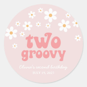 Retro Two Groovy Gänseblümchen Boho Blumen zweiter Runder Aufkleber