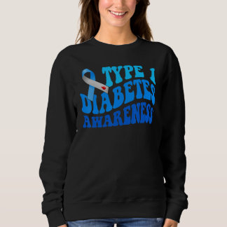 Retro Typ-1-Diabetes-Bewusstsein Blaues Band T1D W Sweatshirt