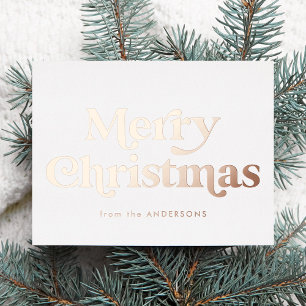 Retro-Typ Merry Christmas Nicht-Foto Roségold Folien Feiertagspostkarte