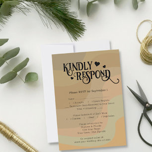 Retro Type Earthtone Stripes Moderne Hochzeit RSVP Karte