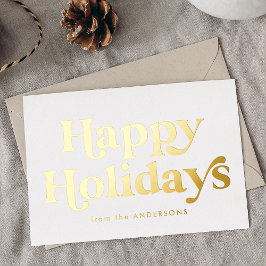 Retro Type Happy Holidays Nicht-Foto Gold Folien Feiertagskarte