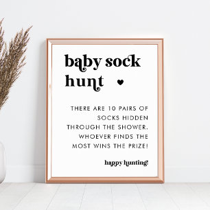 Retro Typografie Baby Sock Hunt Babyduschzeichen Poster