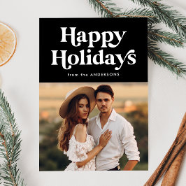 Retro Typografie Black Happy Holidays Foto Feiertagskarte