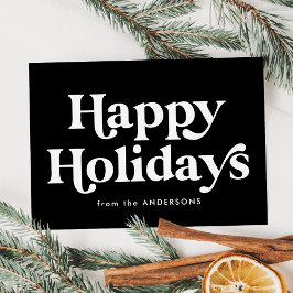Retro Typografie Black Happy Holidays Non-Foto Feiertagskarte