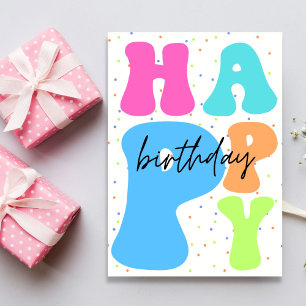 Retro-Typografie Buntes Happy Birthday Karte
