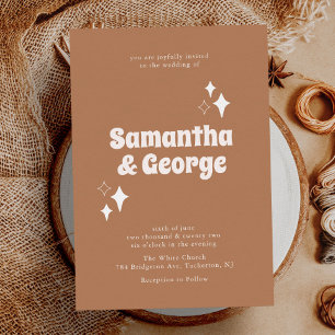 Retro Typografie Earth Tones Moderne Hochzeit Einladung