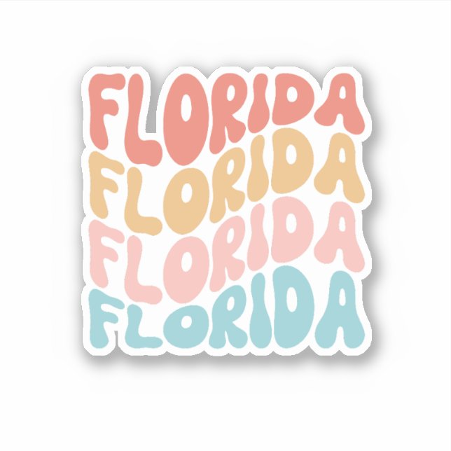 Retro-Typografie Florida Groovy Aufkleber (Vorderseite)