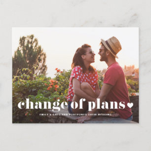 Retro-Typografie-Foto Planänderung Hochzeit Ankündigungspostkarte