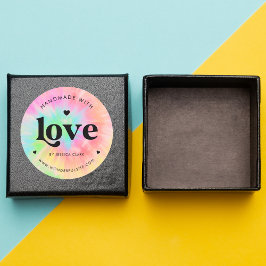 Retro Typografie Handmade in Liebe Herz Gefärbte K Runder Aufkleber