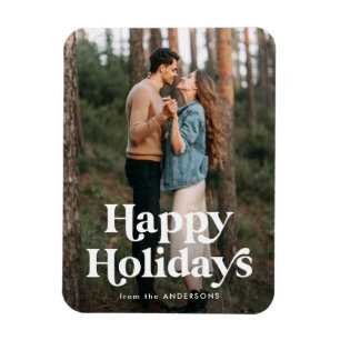 Retro Typografie Happy Holidays Foto Magnet