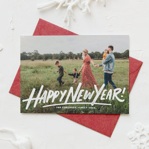 Retro Typografie Happy New Year Foto Overlay Feiertagskarte