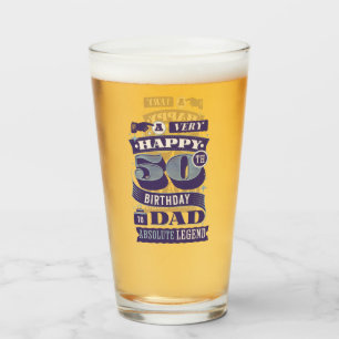 Retro-Typografie im Vintage-Stil zum 50. Geburtsta Glas