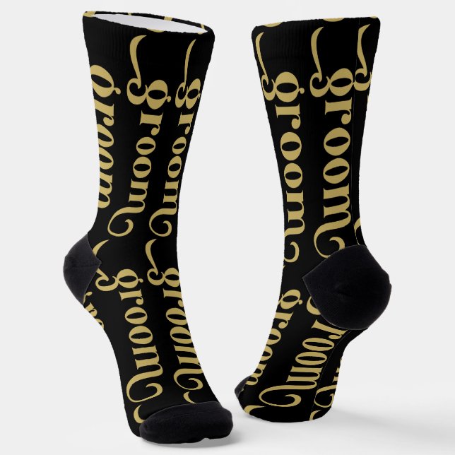 Retro-Typografie in Gold und Schwarz-Groom Socken (Gewinkelt)