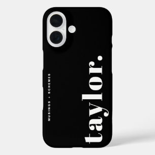 Retro-Typografie in Schwarz-Weiß personalisiert iPhone 16 Hülle