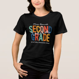 Retro-Typografie Lehrer der zweiten Klasse Name hi Tri-Blend Shirt