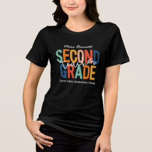 Retro-Typografie Lehrer der zweiten Klasse Name hi Tri-Blend Shirt
