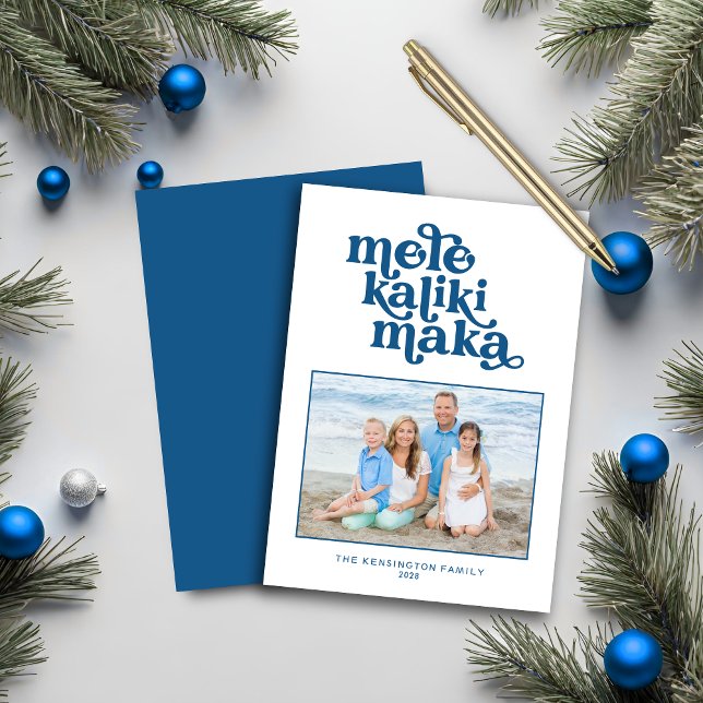 Retro Typografie Mele Kalikimaka Weihnachtsgebäck  (Retro Typography Mele Kalikimaka Christmas Photo Card)