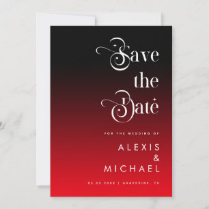 Retro-Typografie Minimal Rot Schwarz Ombre Romanti Save The Date