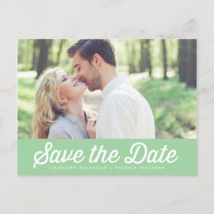 RETRO-TYPOGRAFIE MINTGRÜNE SAVE-THE-DATE-POSTKARTE ANKÜNDIGUNGSPOSTKARTE