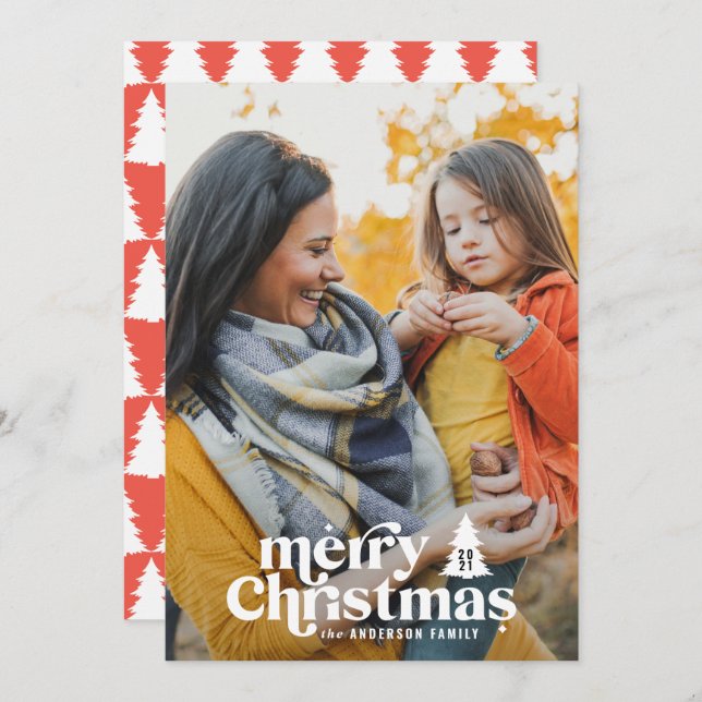 Retro Typografie modern 1 Foto Weihnachten (Vorne/Hinten)