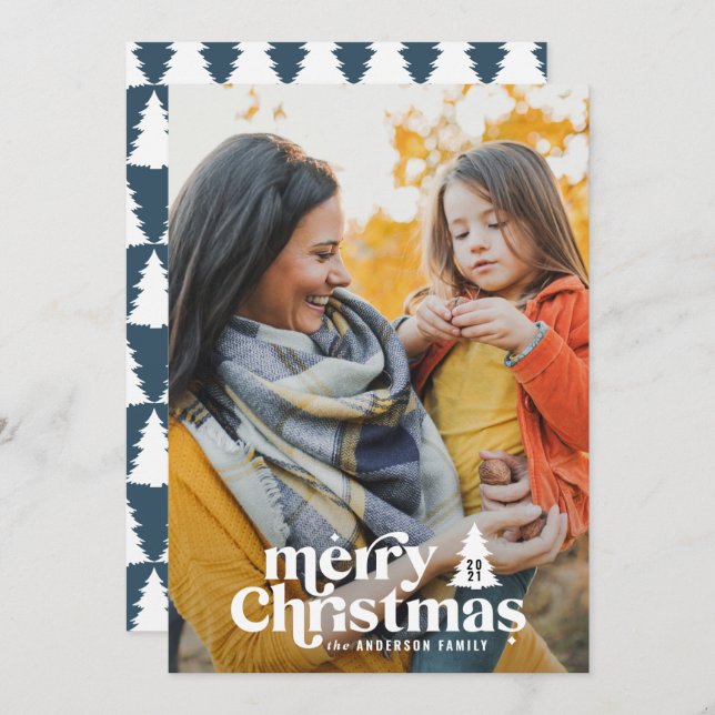 Retro Typografie modern 1 Foto Weihnachten (Vorne/Hinten)