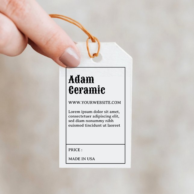 Retro Typografie Produktpreis & Informationstafel Geschenkanhänger (Von Creator hochgeladen)