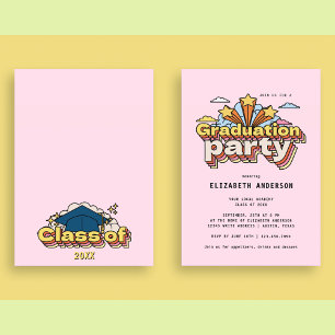 Retro-Typografie Rosa Abschluss Bunte Party Einladung