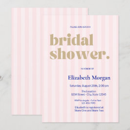 Retro Typografie Rosa Streifen Brautparty Einladung