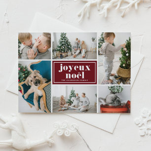 Retro-Typografie-Rot-Fotocollage "Frohe Weihnachte Feiertagspostkarte