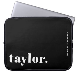 Retro-Typografie Schwarz-Weiß Personalisiert Laptopschutzhülle