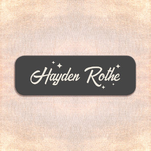 Retro Typografie Stars Schwarz-Weiß Namensschild