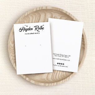 Retro Typografie & Stars Weißer Ohrring Visitenkarte