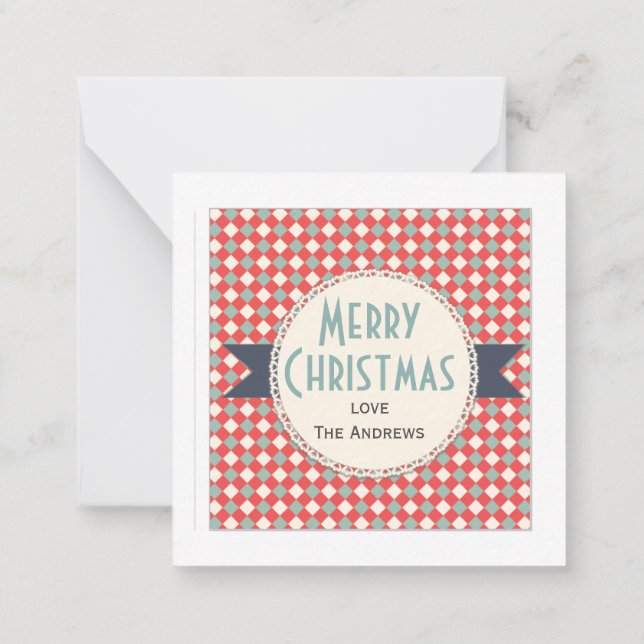 Retro Typografie und Pattern Happy Holidays Mitteilungskarte (Rückseite)
