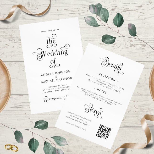 Retro-Typografie Weiß in einem QR-Code Einladung (Von Creator hochgeladen)