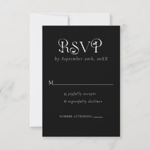 Retro Typografy Black RSVP Cards Einladung
