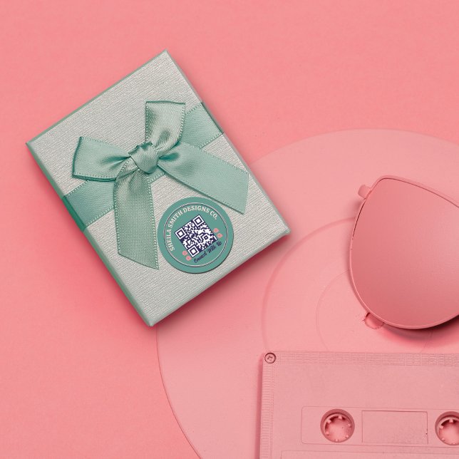 Retro Typografy Business Social Media QR-Code Runder Aufkleber (Von Creator hochgeladen)