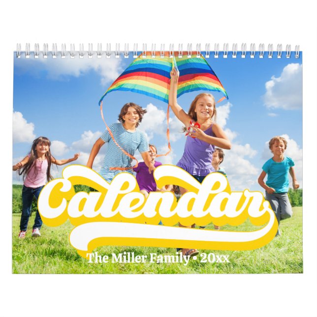 Retro Typografy Style Text, Bearbeitbares benutzer Kalender (Titelbild)