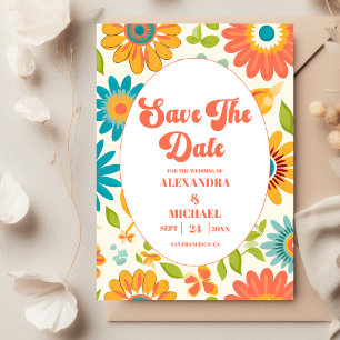 Retro Typografy Summer Sun Wedding Save The Date