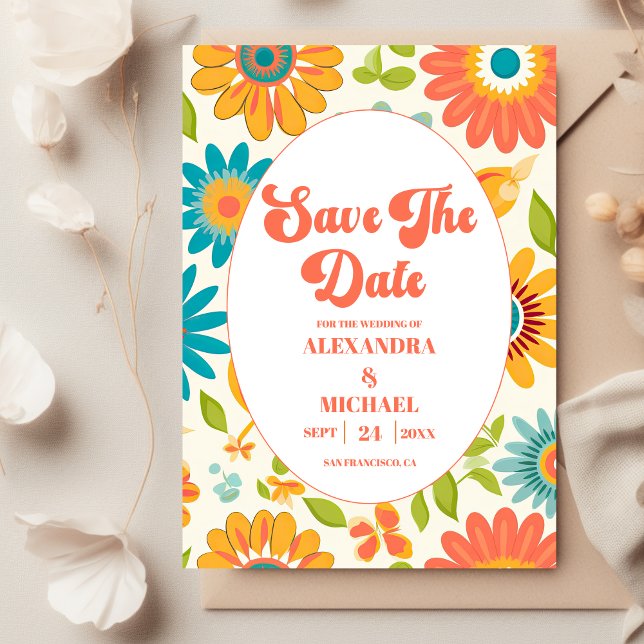 Retro Typografy Summer Sun Wedding Save The Date (Von Creator hochgeladen)