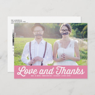 RETRO-TYPOGRAPHIE   PINK WEDD DANK IHNEN POSTCARD POSTKARTE