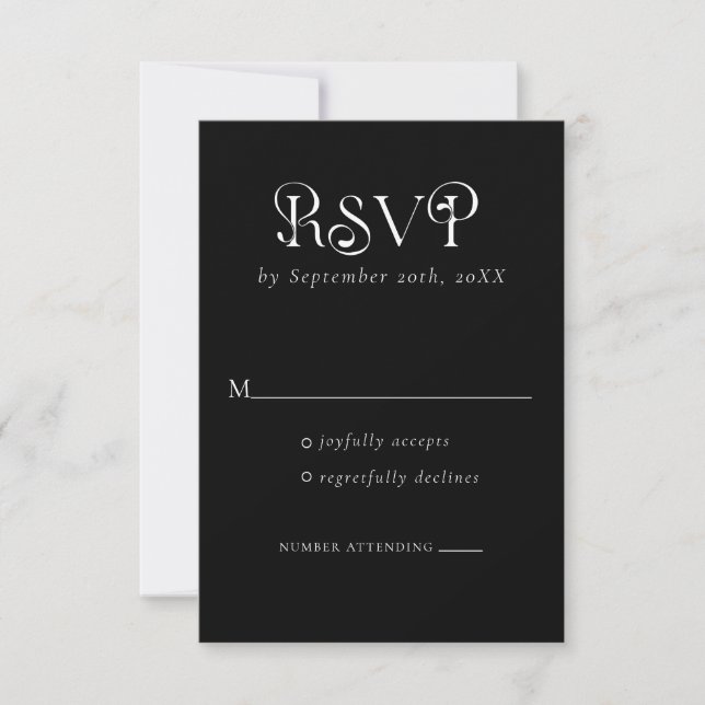 Retro Typography Black RSVP Cards Einladung (Vorderseite)