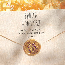 Retro Typography Quirky Wedding Return Address Permastempel