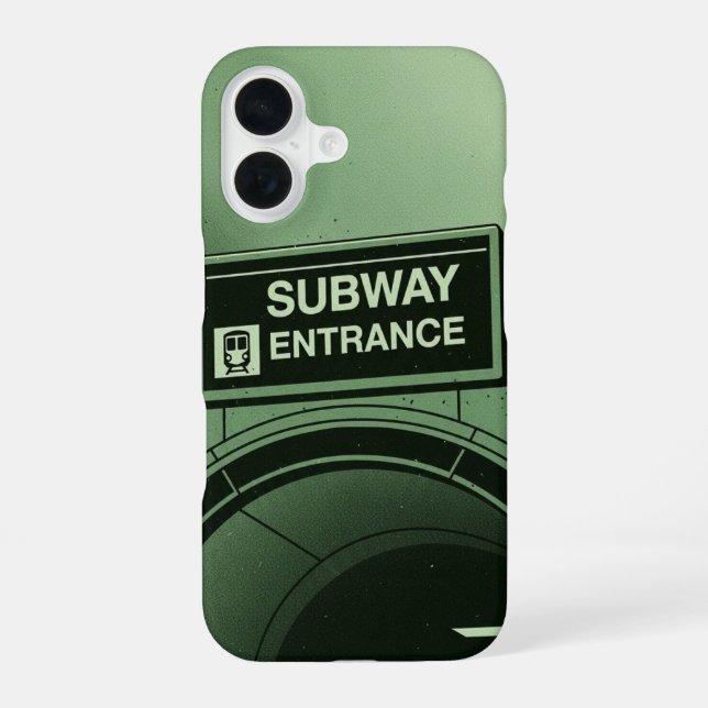 Retro-U-Bahn-Schild iPhone 16 Hülle (Rückseite)