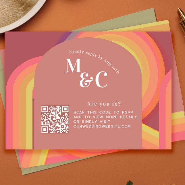 Retro-UAWG mit QR-Code RSVP Karte (Von Creator hochgeladen)