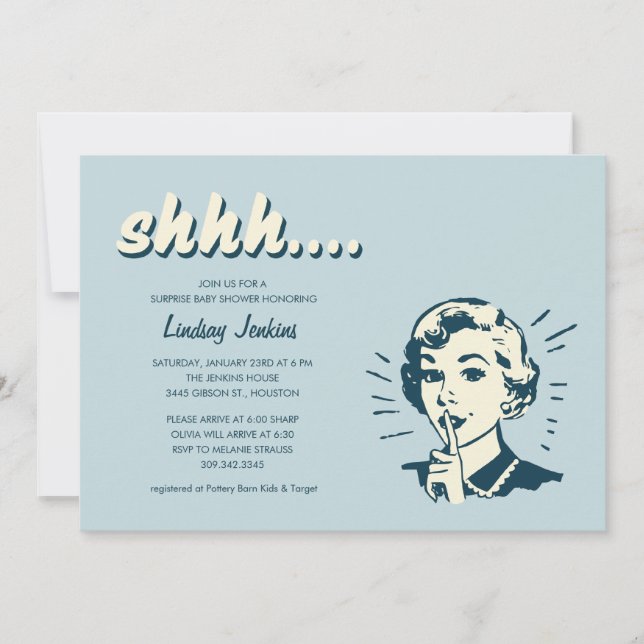 Retro Überraschungs-Babyparty-Einladungen Einladung (Vorderseite)