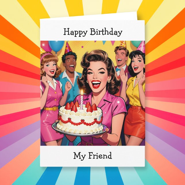 Retro Überraschungsparty zum Geburtstag Karte (Von Creator hochgeladen)