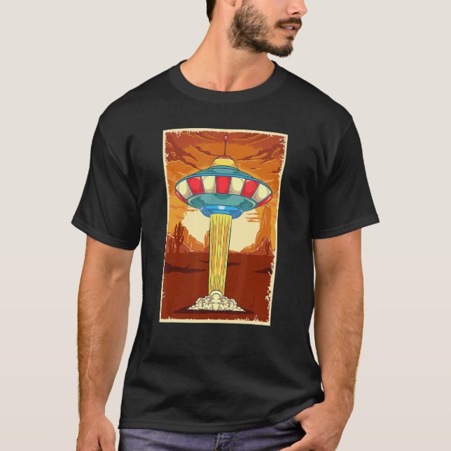 Retro Ufo Alien Abduction Sci Fi Extraterrestrial T-Shirt (Vorderseite)